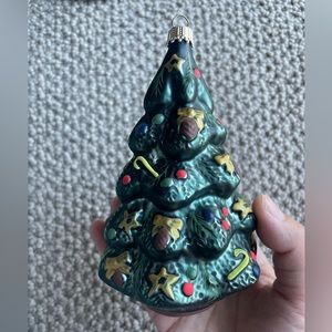 Rare‎ Vintage Glass Christmas Tree Ornament 5.5” Long
